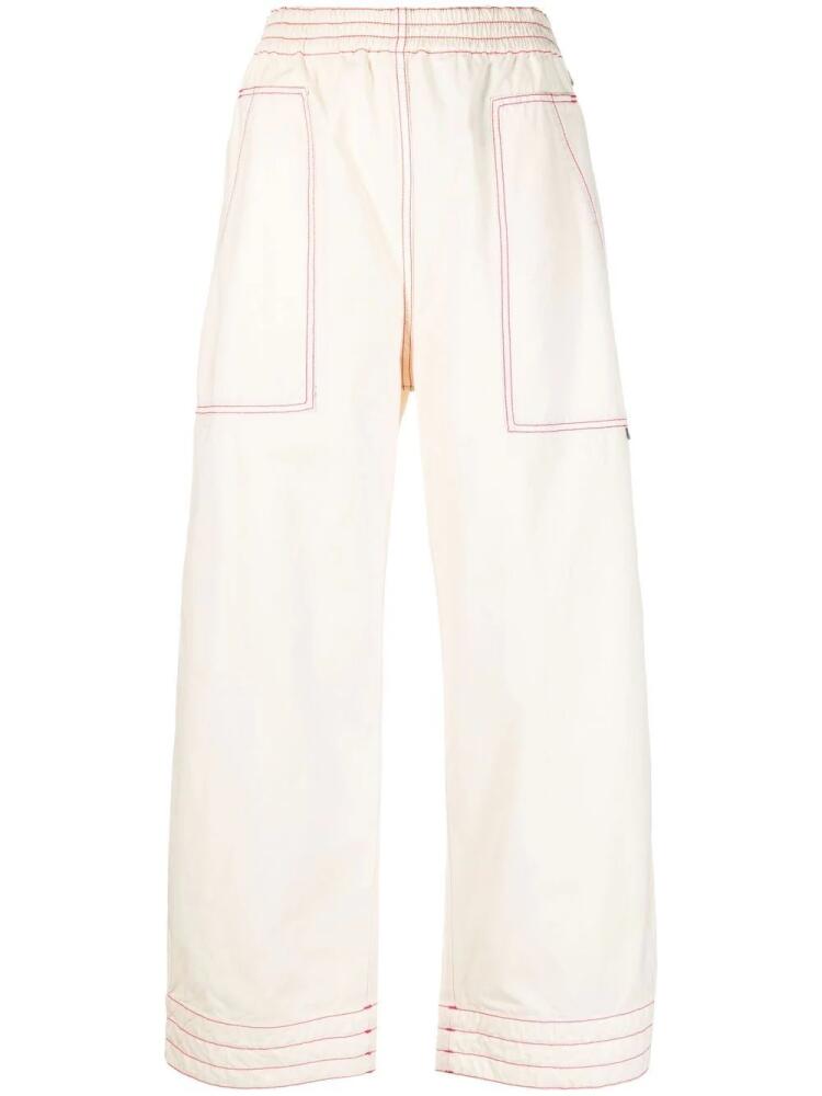 Palm Angels contrast-stitch wide-leg trousers - Neutrals Cover