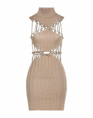 Circus Hotel Woman Mini dress Beige Viscose, Polyamide, Metallic fiber, Polyester Cover