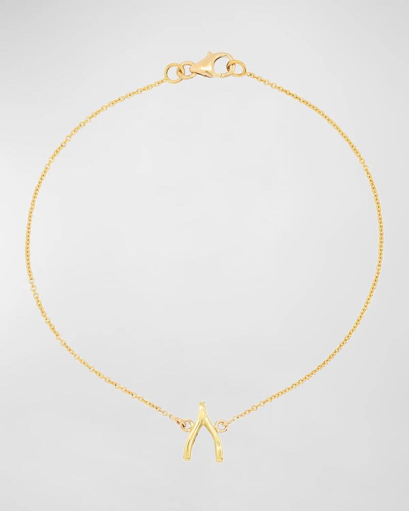 Jennifer Meyer 18k Gold Mini Wishbone Chain Bracelet on a 14k Chain Cover