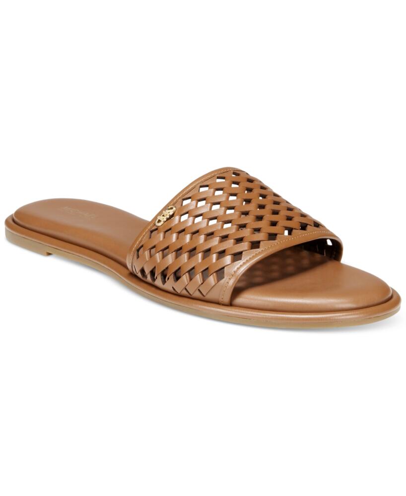 Michael Michael Kors Women's Saylor Perforated Slide Sandals - Luggage Cover