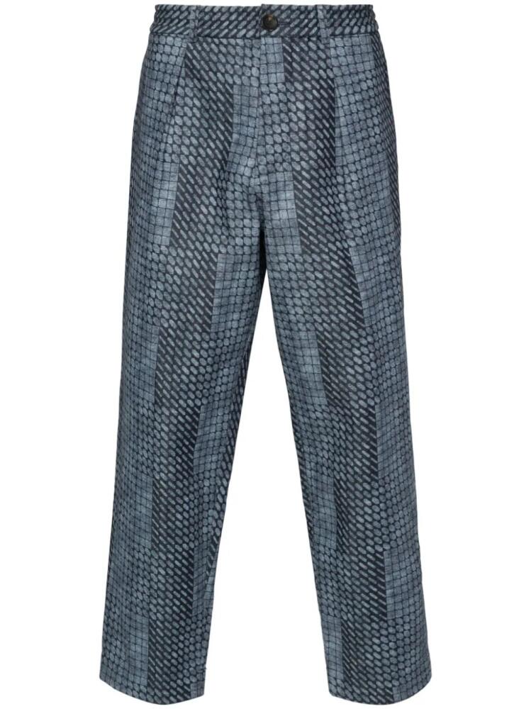 Pierre-Louis Mascia geometric-print cotton trousers - Blue Cover