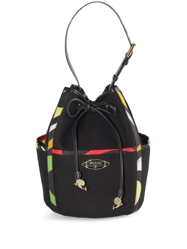 PUCCI logo-plaque bucket bag - Black Cover