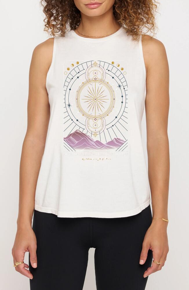 Spiritual Gangster Abundance Jade Cotton & Modal Graphic Muscle Tank in White Cover