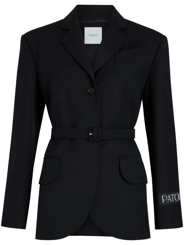 Patou logo-patch belted blazer - Black Cover