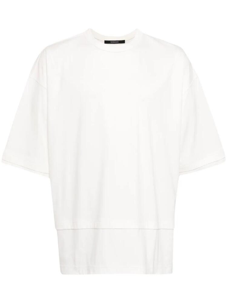 SONGZIO draped-detail cotton T-shirt - White Cover