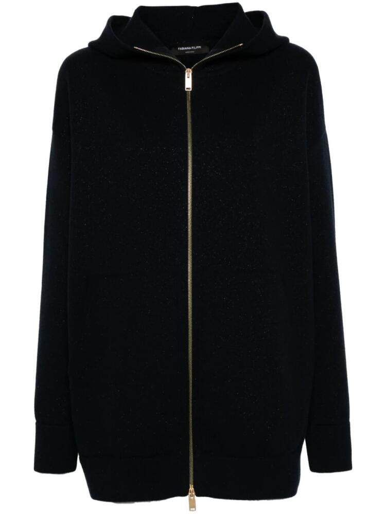 Fabiana Filippi lurex-detail hoodie - Blue Cover