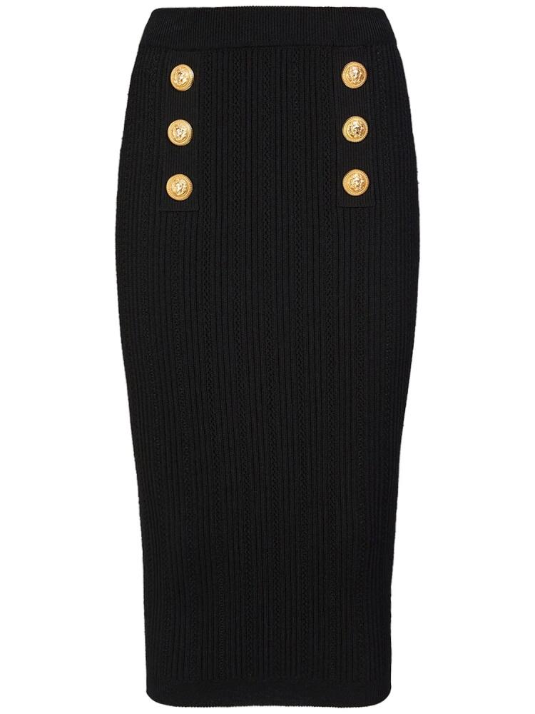 BALMAIN Viscose Knit Midi Skirt Cover