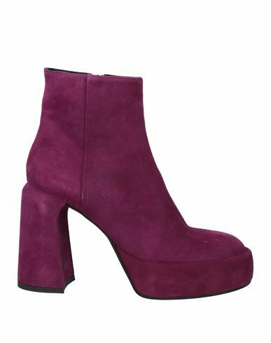 Elena Iachi Woman Ankle boots Deep purple Leather Cover