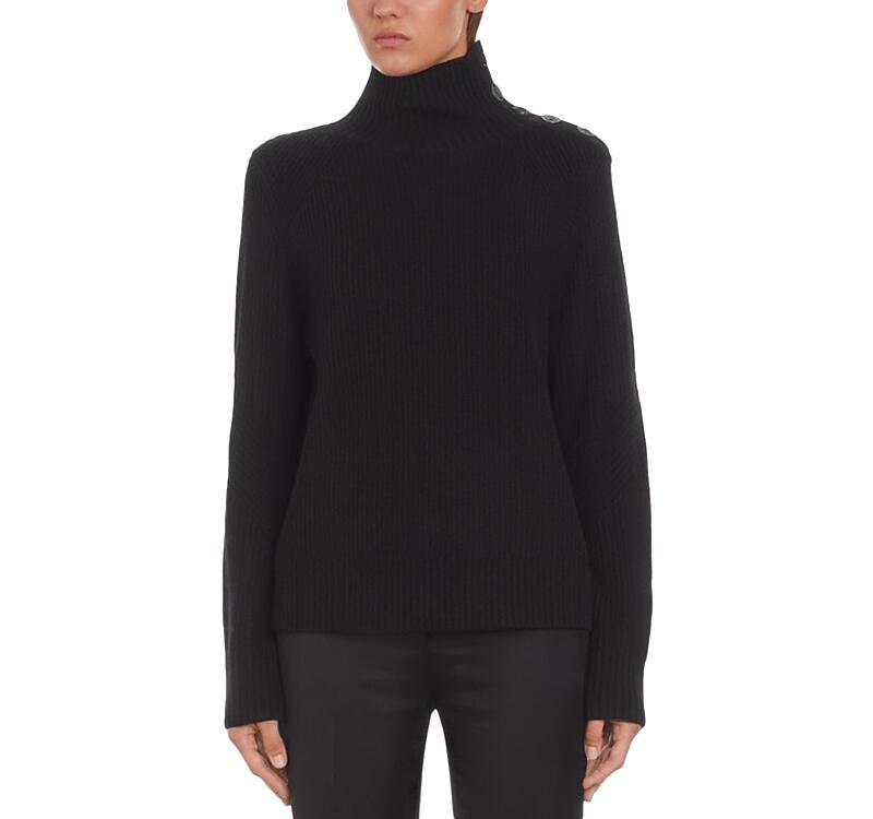 The Kooples Ribbed Knit Wool Funnel Neck Sweater Cover