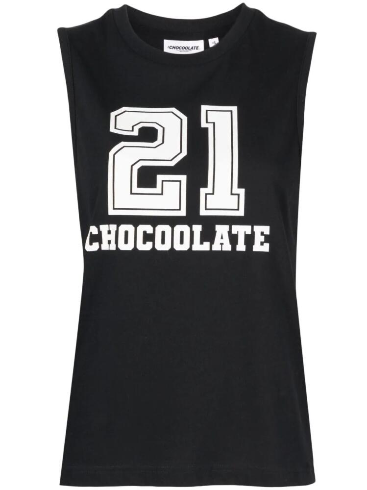 CHOCOOLATE number-print cotton tank top - Black Cover