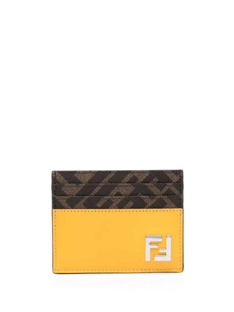 FENDI FF logo-plaque leather cardholder - Yellow Cover