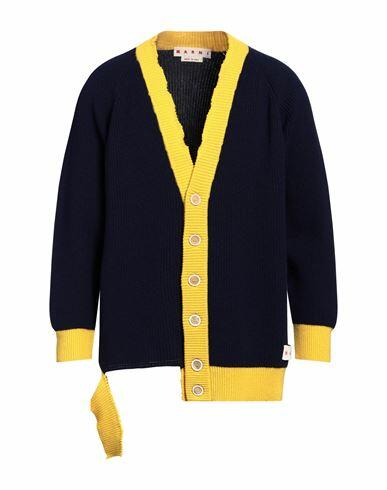 Marni Woman Cardigan Navy blue Virgin Wool, Cotton Cover