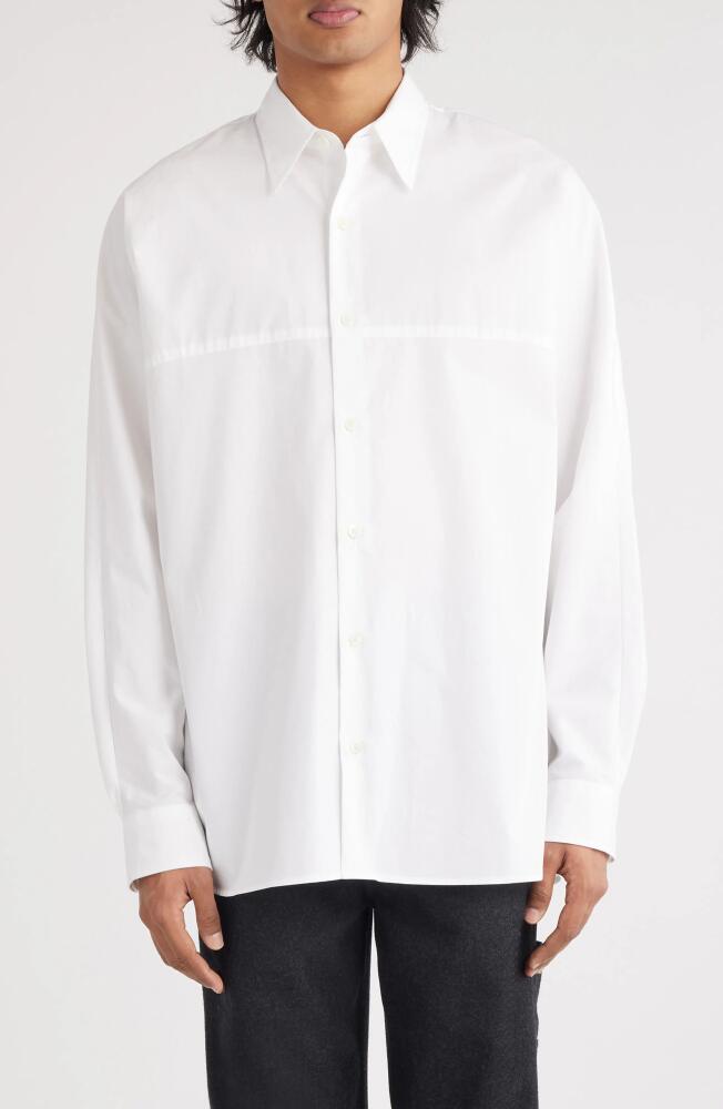 Dries Van Noten Caraby Oversize Solid White Button-Up Shirt Cover