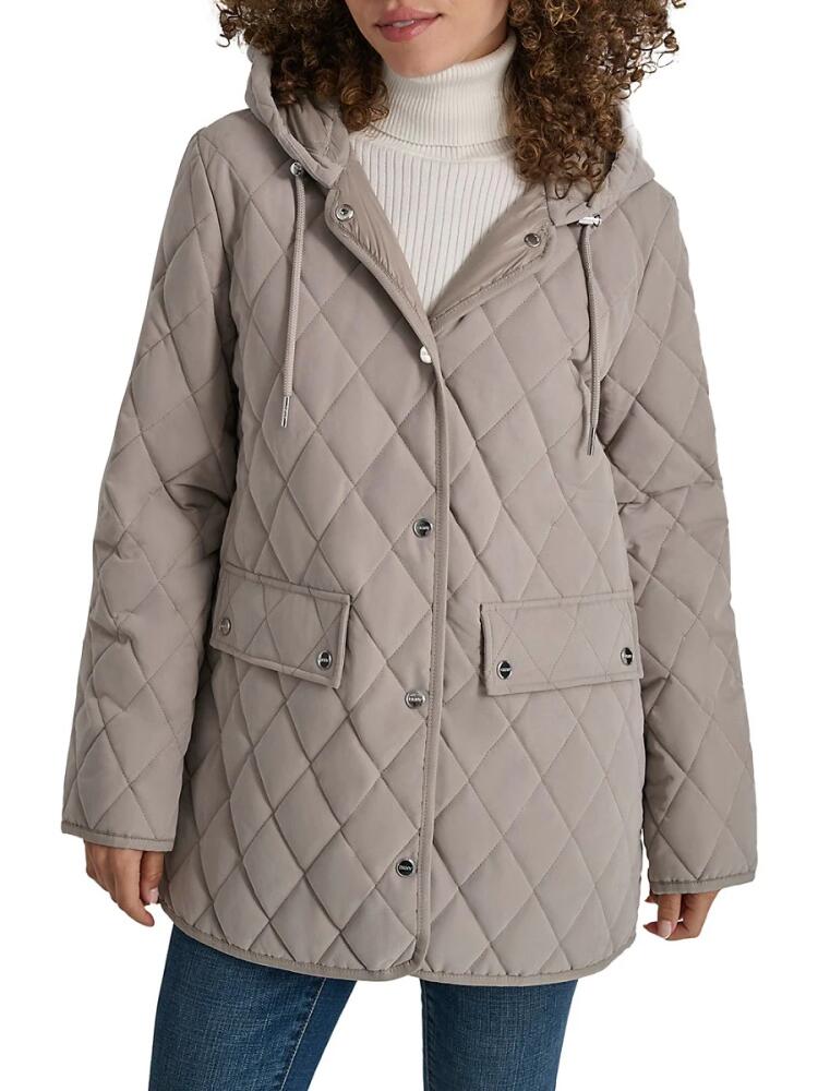 DKNY Women's Hooded Quilted Jacket - Thistle Cover