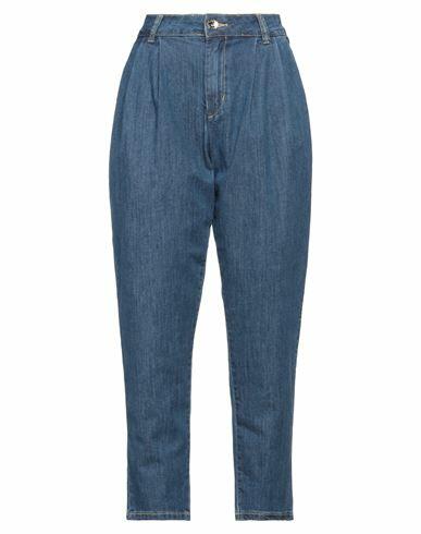 Take-two Woman Jeans Blue Cotton, Polyester, Elastane Cover