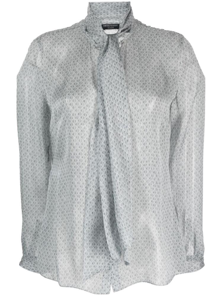 Emporio Armani geometric-pattern silk blouse - Grey Cover