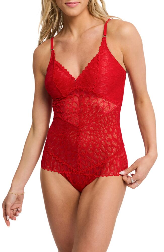 Montelle Intimates Lacy Cutout Bodysuit in Sweet Red Cover