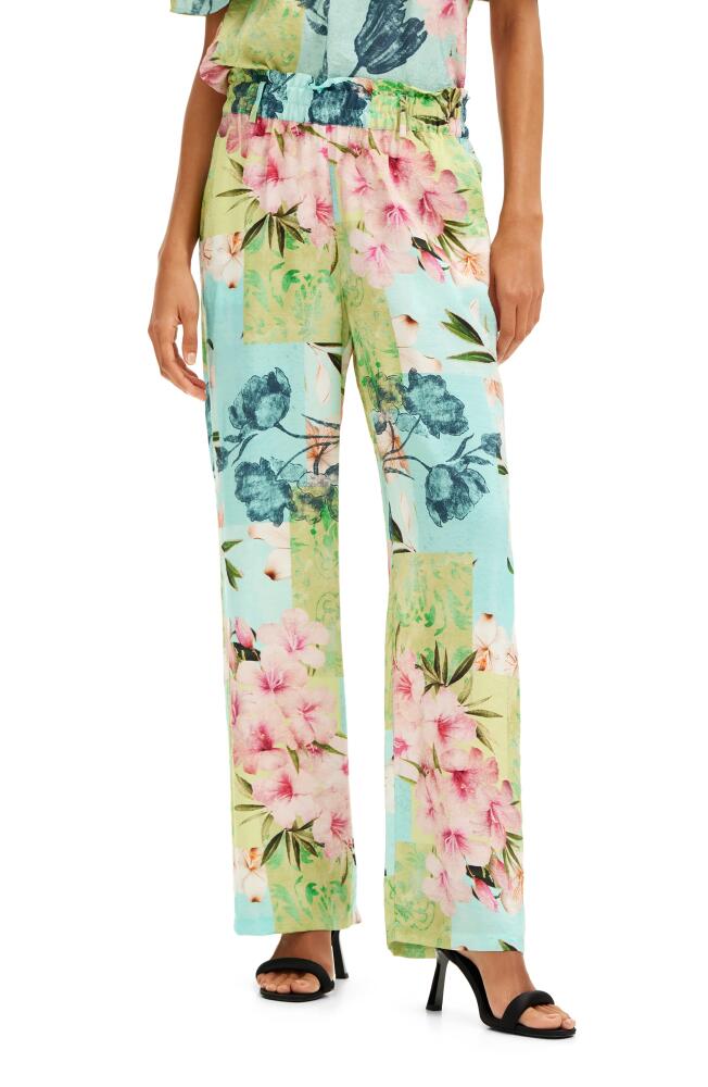 Desigual Davi Floral Wide Leg Pants in Blue Cover