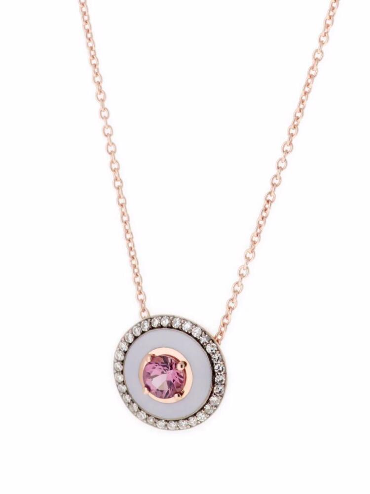 Selim Mouzannar 18kt rose gold lilac enamel, pink tourmaline and diamond necklace Cover