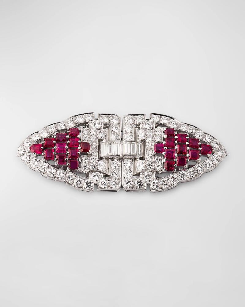 NM Estate Estate Art Deco Diamond & Ruby Duette Clip Brooch Cover