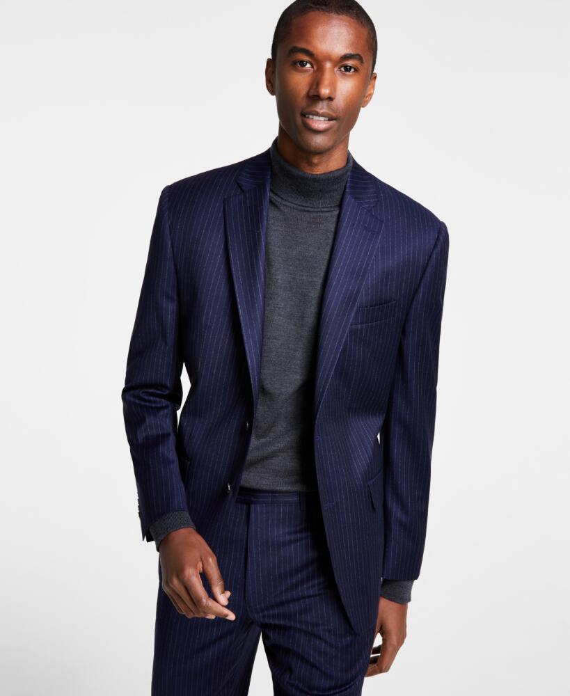 Michael Kors Men's Classic-Fit Wool-Blend Stretch Suit Separate Jacket - Navy Pinstripe Cover