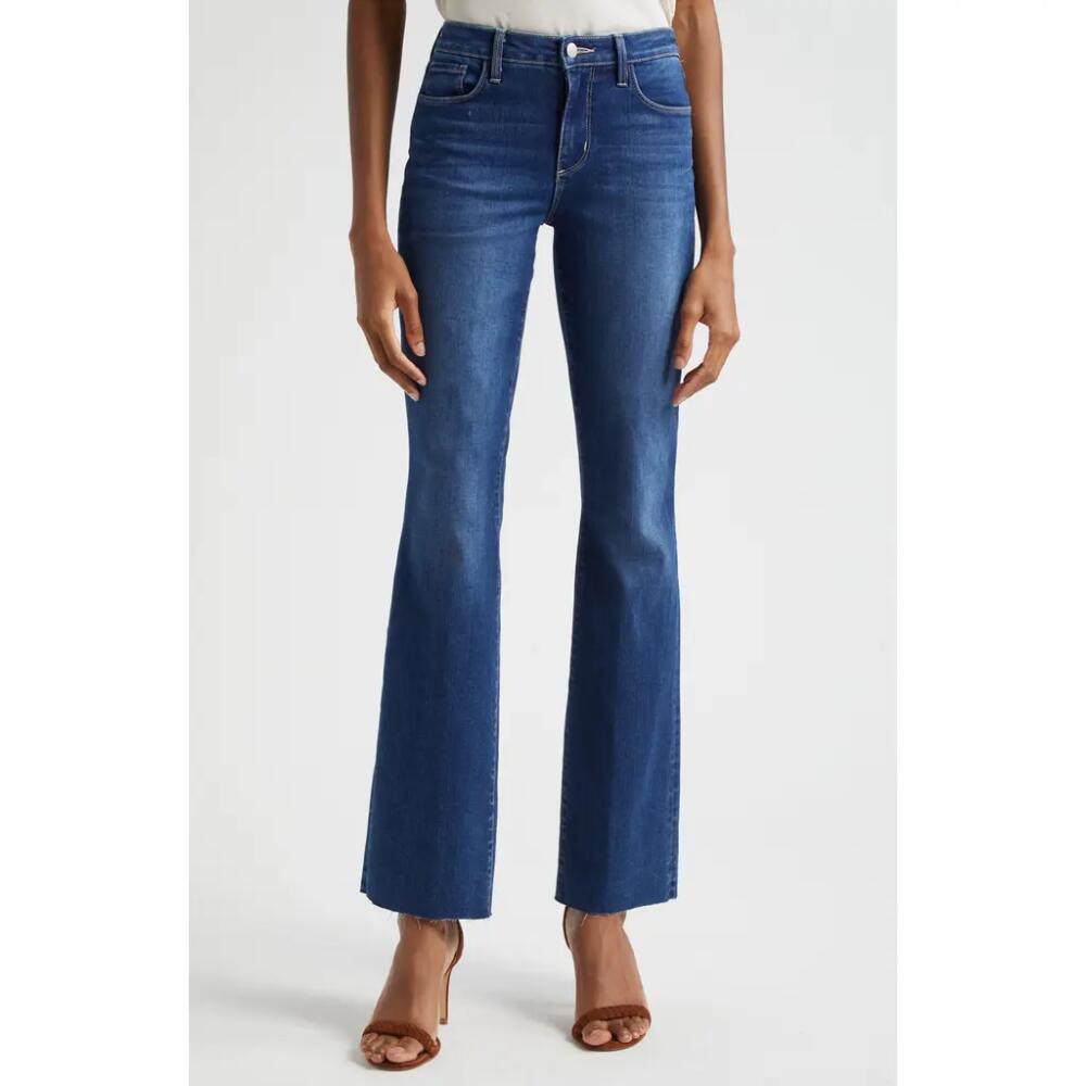 L'AGENCE Ruth High Waist Raw Hem Straight Leg Jeans in Marlin Cover