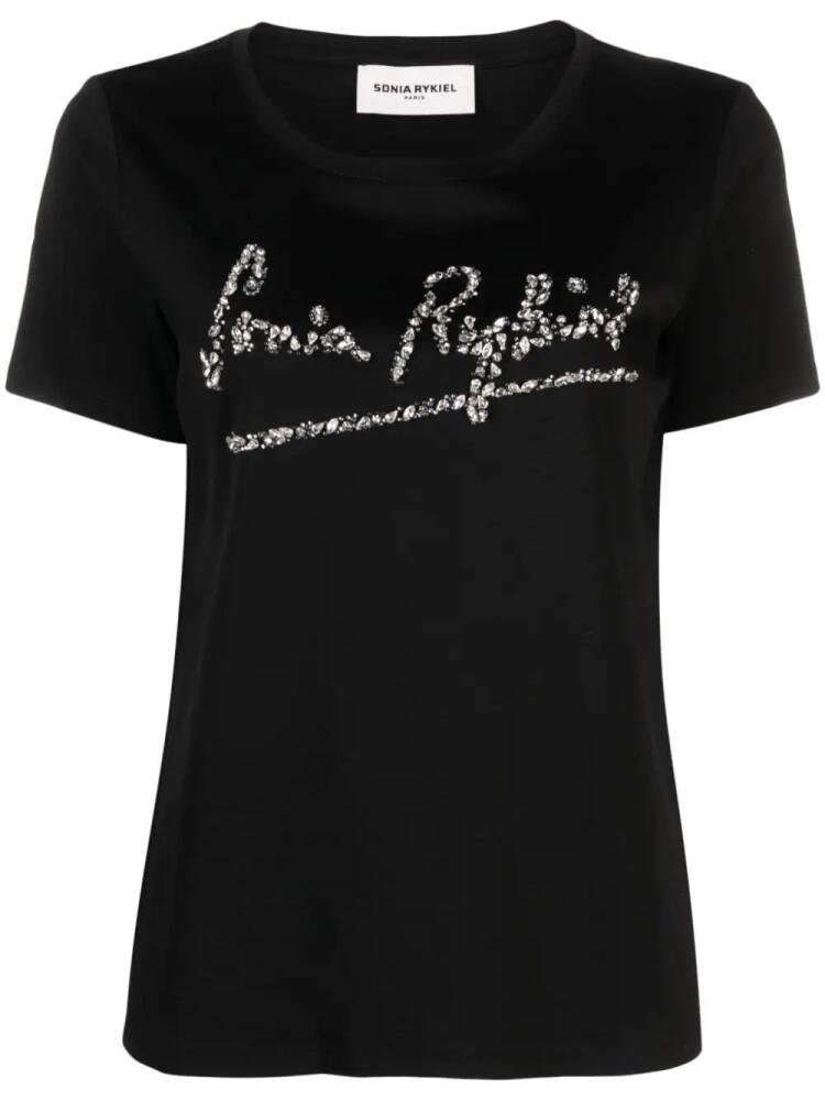 Sonia Rykiel logo-embellished cotton blend T-shirt - Black Cover