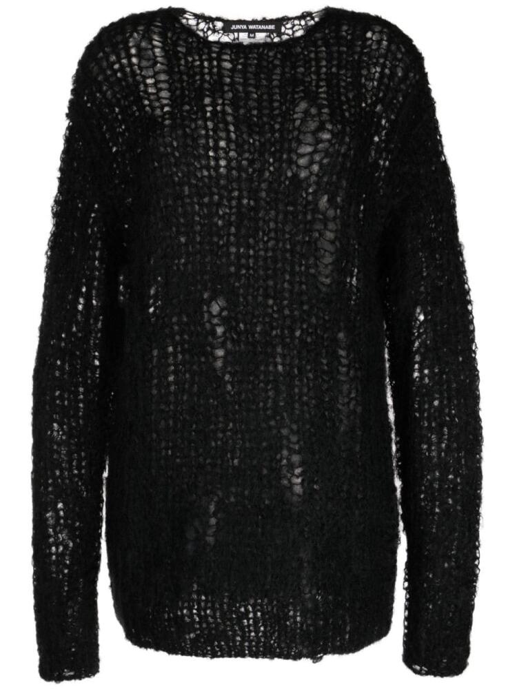 Junya Watanabe open-knit mohair-blend jumper - Black Cover