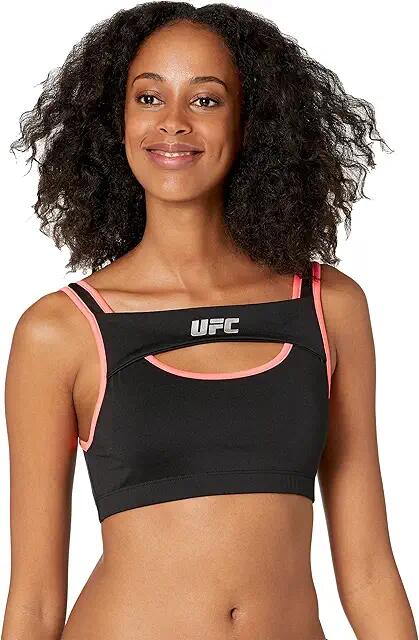 UFC Layered Sports Bra (Black/Diva Pink) Women's Lingerie Cover