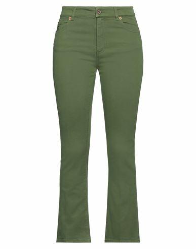 Avantgar Denim By European Culture Woman Pants Green Cotton, Polyester, Rubber Cover