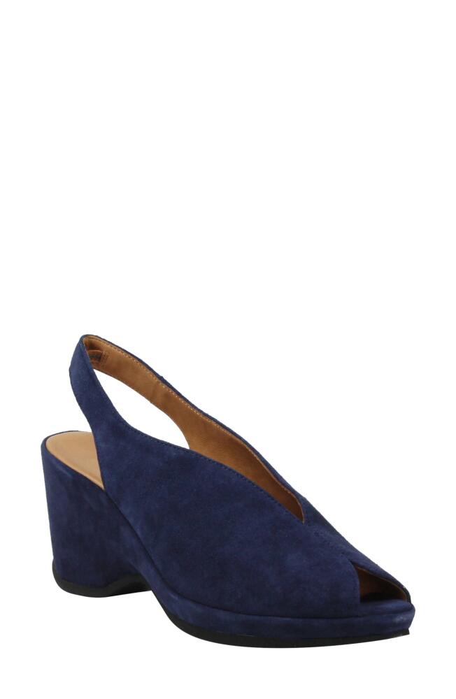 L'Amour des Pieds Odetta Slingback Wedge in Navy Suede Cover