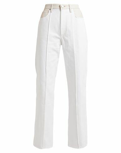 Goldsign Woman Jeans White Cotton, Lambskin Cover