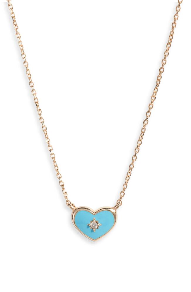 Anzie Diamond & Enamel Heart Pendant Necklace in Blue Cover