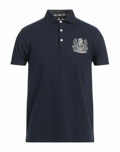 Aquascutum Man Polo shirt Midnight blue Cotton, Elastane Cover