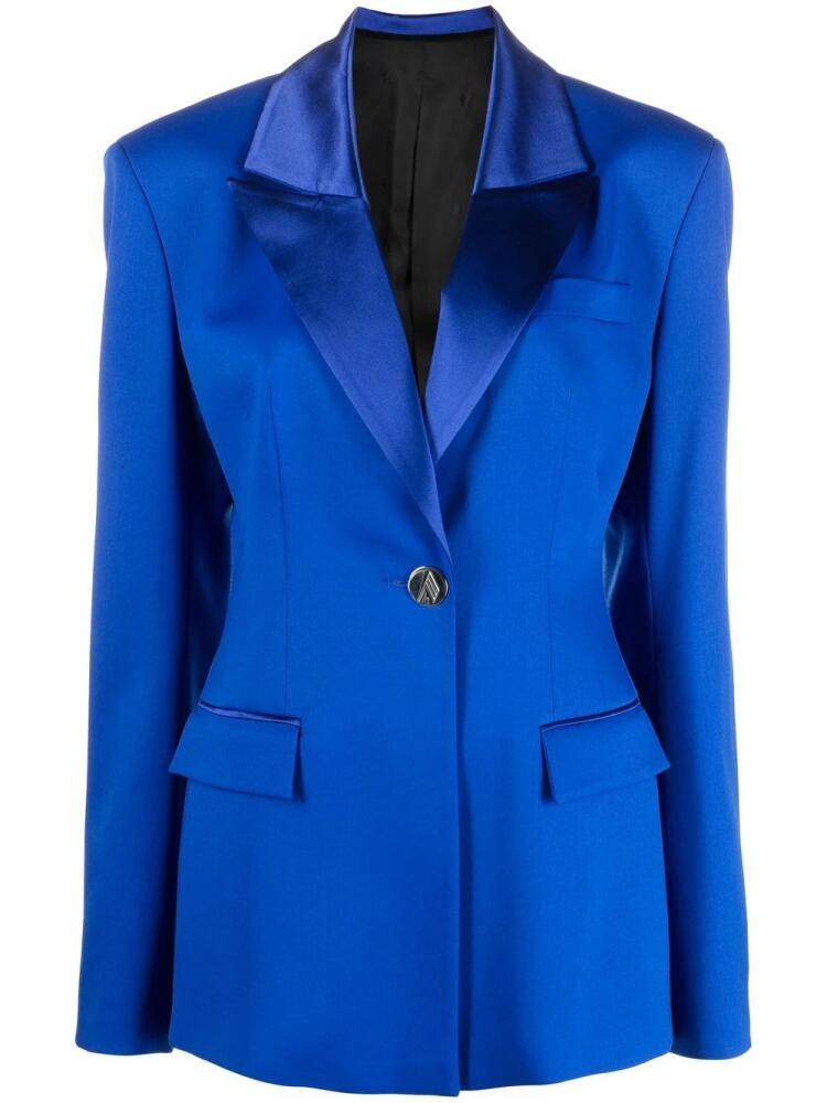 The Attico silk single-breasted blazer - Blue Cover