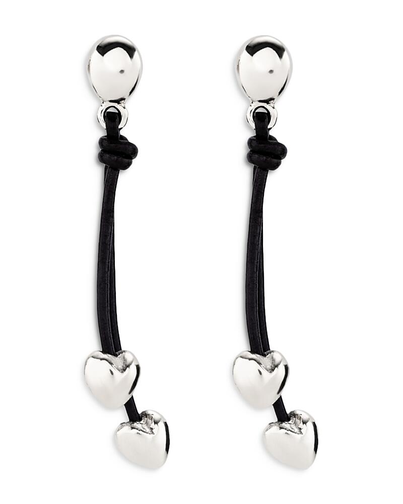 Uno de 50 Pretty Love Heart Leather Strand Drop Earrings Cover