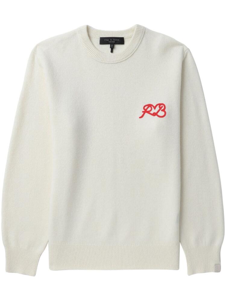 rag & bone logo-embroidered wool jumper - White Cover