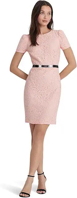 LAUREN Ralph Lauren Lace Puff-Sleeve Cocktail Dress (Pink Opal) Women's Dress Cover