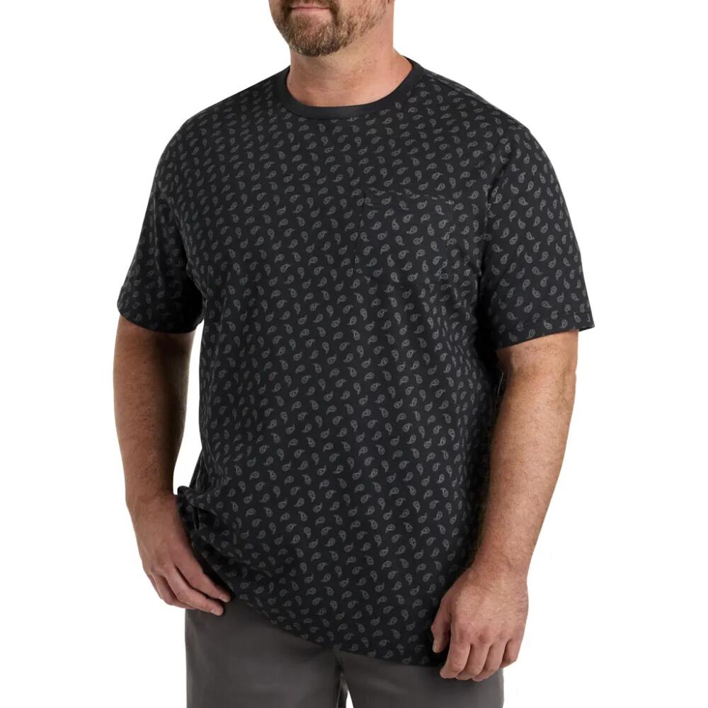 Harbor Bay by DXL Paisley Print Pocket T-Shirt in Black/grey Cover