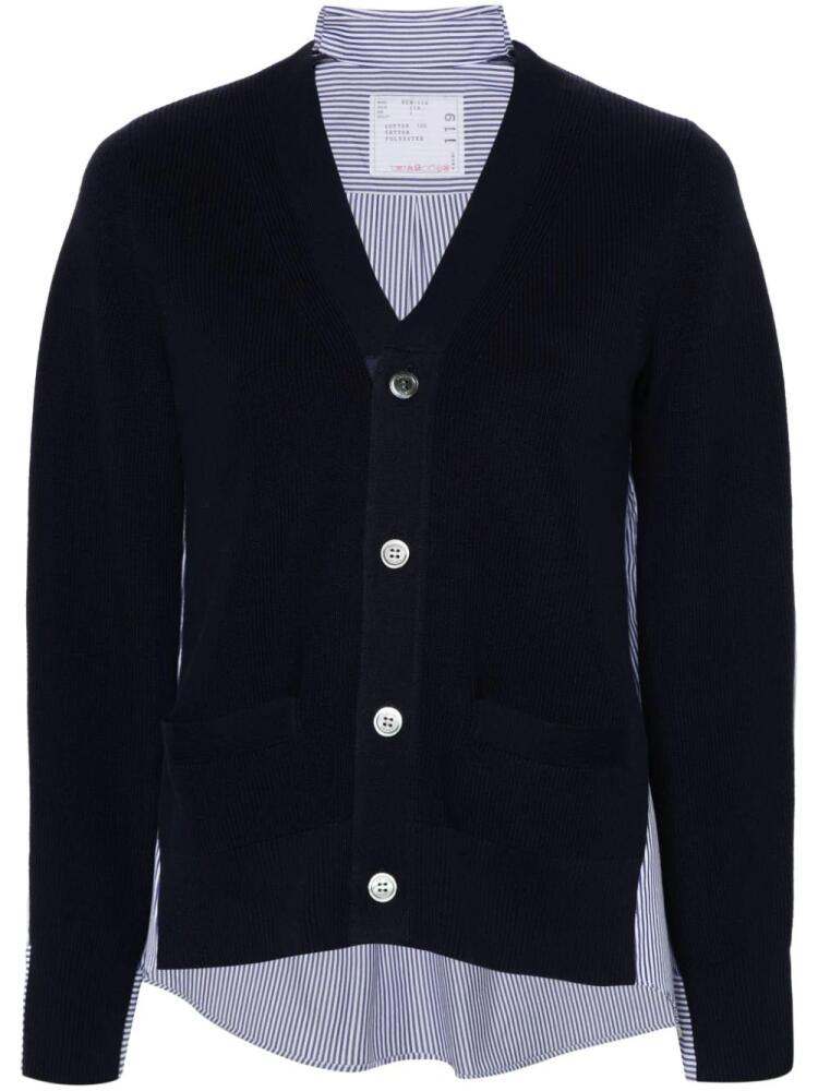 sacai panelled cotton cardigan - Blue Cover