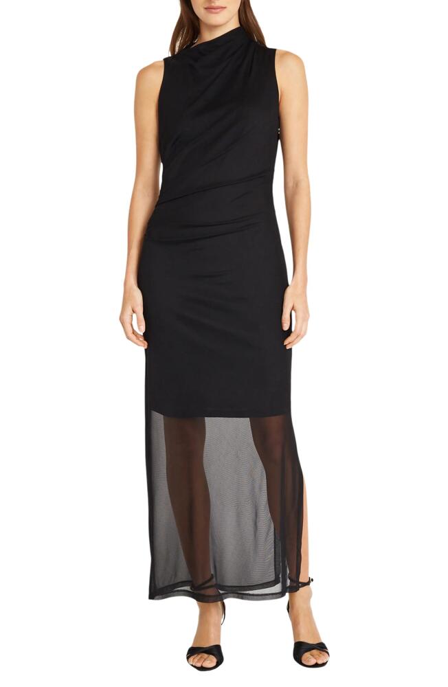 DONNA MORGAN FOR MAGGY Sleeveless Mesh Midi Dress in Black Cover