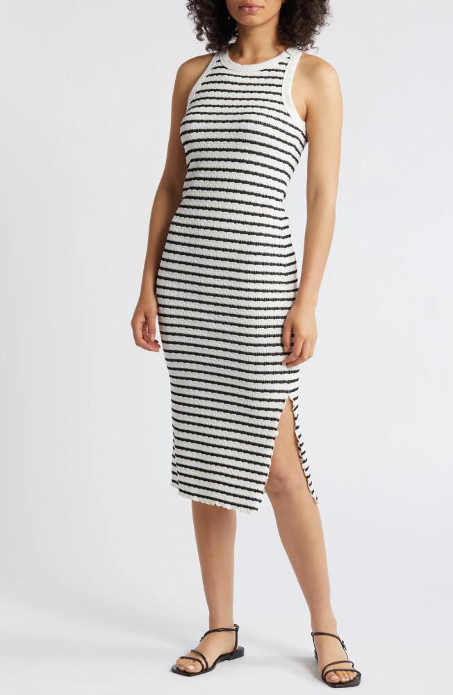 Loveappella Stripe Midi Tank Dress in Black/Natural Cover