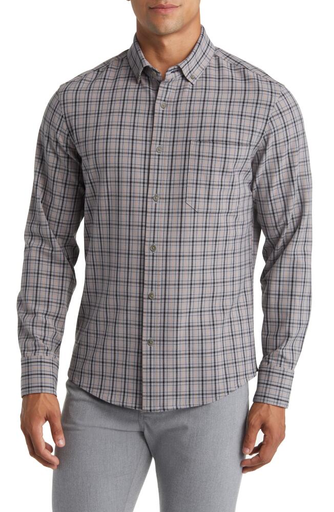 Mizzen+Main City Trim Fit Nickel Houston Plaid Flannel Button-Down Shirt in Gray Cover