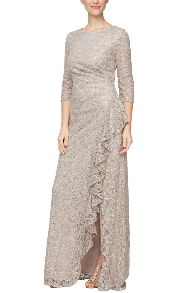 Alex Evenings Sequin Lace A-Line Gown in Buff Cover