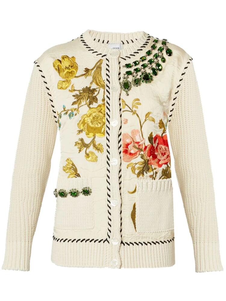 ERDEM appliquéd embroidered cardigan - Neutrals Cover