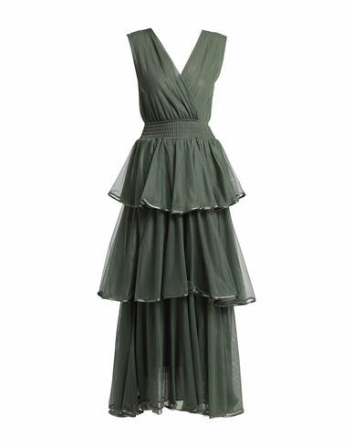 Soallure Woman Maxi dress Dark green Polyamide, Polyester Cover