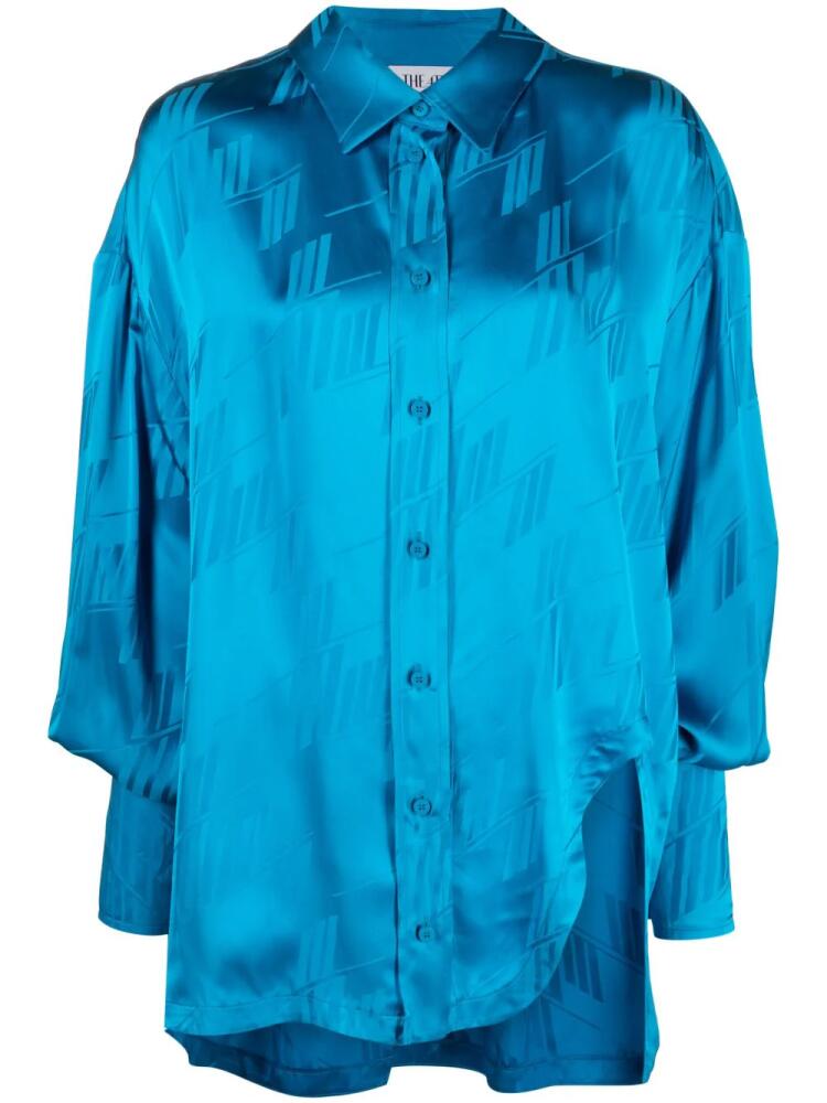 The Attico Kota logo-jacquard asymmetric shirt - Blue Cover