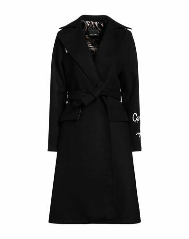 Disclaimer Woman Coat Black Polyester, Rayon, Elastane Cover