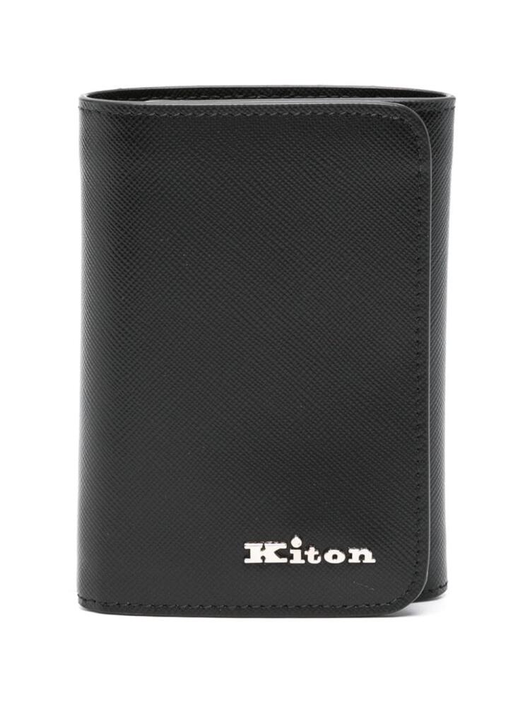 Kiton logo-print leather bi-fold wallet - Black Cover