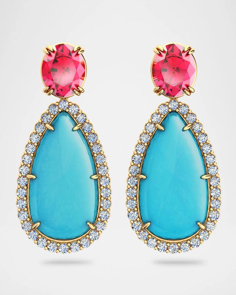 Jamie Turner Winnie Earrings with Rubellite, Turquoise, and Diamonds Cover